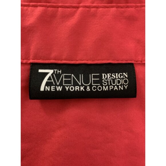 7th Avenue Design Studio By New York & Company Womens Red Button-Down Shirt - Picture 3 of 10